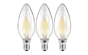 LED Filament Set McShine, 3x Kerzenlampe, E14, 2W, 260lm, warmweiß, klar