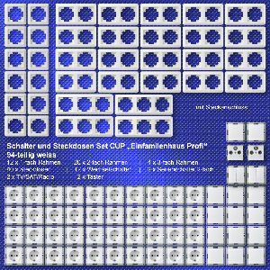 Schalter und Steckdosen Set McPower CUP Einfamilienhaus Profi, 94-teilig, Steckanschluss