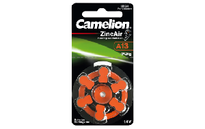 Knopfzelle CAMELION, A13, Zink-Luft, 6er-Blister
