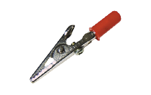 Krokodilklemme McPower, 55mm, rot, 1 Griff isoliert