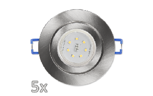 Einbauleuchten-Set McShine, 5xRahmen, 5xLED-Strahler, GU10, 3W, 300 lm, IP44