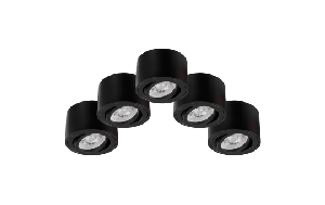 LED-Aufbauleuchte McShine, 5W, 400Lumen, 3000K, ØxH 80x50mm, schwarz, 5er-Pack