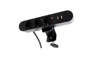 Tischsteckdose McPower ''SK-03A'' 3x Steckdose, 2x USB, inkl. Tischklemme, 2m Kabel