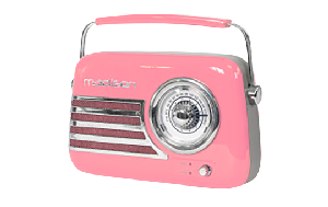 Tragbares Nostalgie Radio ''FREESOUND-VR40P'' mit Bluetooth, USB & FM 30W, pink