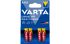 Micro-Batterie VARTA ''Longlife Max Power'' 1,5 V, Typ AAA, LR03, 4er-Blister