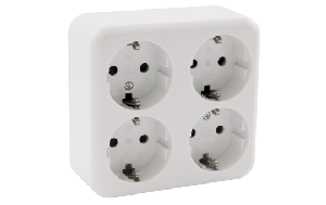 Schutzkontakt-Steckdose 4-fach McPower Finery, 250V/16A,AP,Einsteckschutz,weiß