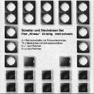 Schalter und Steckdosen Set McPower Flair Niveau, matt schwarz, 23-teilig