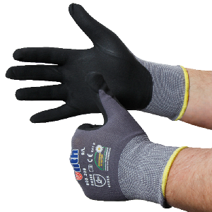 Montage-Feinstrickhandschuhe, Größe 9/L, grau, 13G-Trägermaterial, Kautschuk