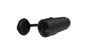 Gummi-Schutzkontakt-Kupplung McPower, schwarz, spritzwassergeschützt, mit Deckel
