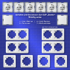 Schalter und Steckdosen Set McPower Cup Starter, 16-teilig, weiß