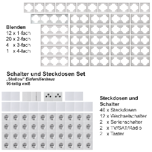 Schalter und Steckdosen Set McPower Shallow Einfamilienhaus, 95-teilig, weiß