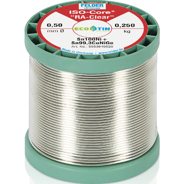 Lötdraht FELDER ISO-CORE ''RA-Clear'', Sn100Ni+, 0,5mm, 250g, bleifrei