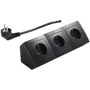 Steckdosenblock McPower Flair 250V~/16A, schwarz, 3-fach, 2m Kabel+ Stecker