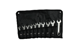 Gabel-Ringschlüsselsatz, extra kurz, 10-tlg., 10 - 19 mm, Chrom-Vanadium