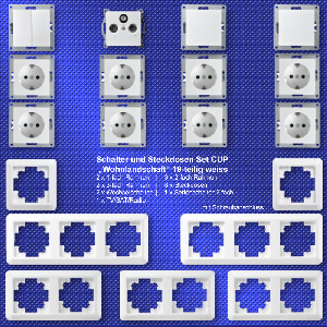 Schalter und Steckdosen Set McPower Cup Wohnlandschaft, 19-teilig, weiß