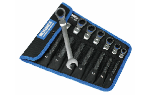 Gelenk-Ratschen-Ringmaulschlüssel-Satz, SW 8-19mm, CR-V, 8-teilig