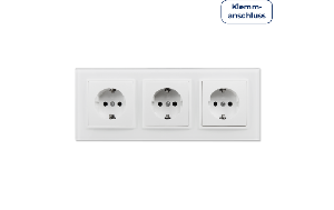 Steckdosen Set McPower Flair ''Beginner 3S-Style Profi'' weiß + Glasrahmen, Steckanschluss