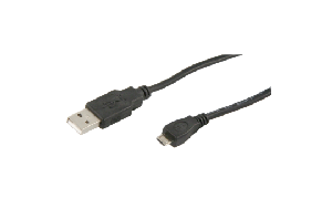 USB-Kabel, 2.0, A-Stecker > Micro B-Stecker, 1,8m, schwarz