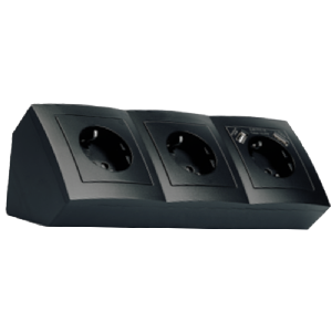 Steckdosenblock McPower Flair Aufbau, matt schwarz, 3-fach Schutzkontakt + USB