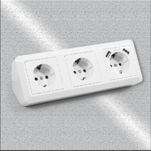 Steckdosenblock McPower Cup Aufbau, weiß, 3-fach Schutzkontakt + USB