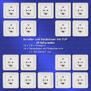 Schutzkontakt-Steckdose McPower Cup Steckanschluss, 18er-Pack, inkl. Rahmen