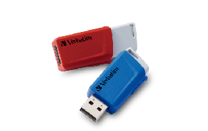 USB 3.2 Stick Verbatim Store 'n' Click, 32GB, rot-blau, Typ-A, 2er-Pack