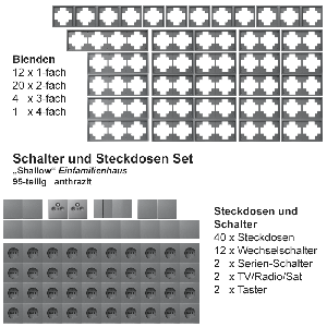 Schalter und Steckdosen Set McPower Shallow Einfamilienhaus 95-tlg. ,anthrazit